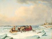 The Ice Bridge at Longue Pointe Cornelius Krieghoff